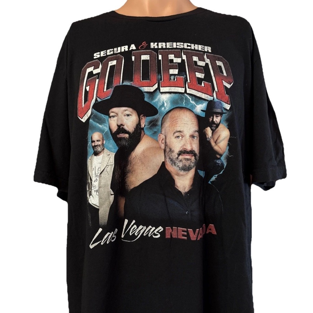 Tom Segura & Bert Kreischer Go Deep Las Vegas Lightning Comedians T-Shirt Sz 2XL